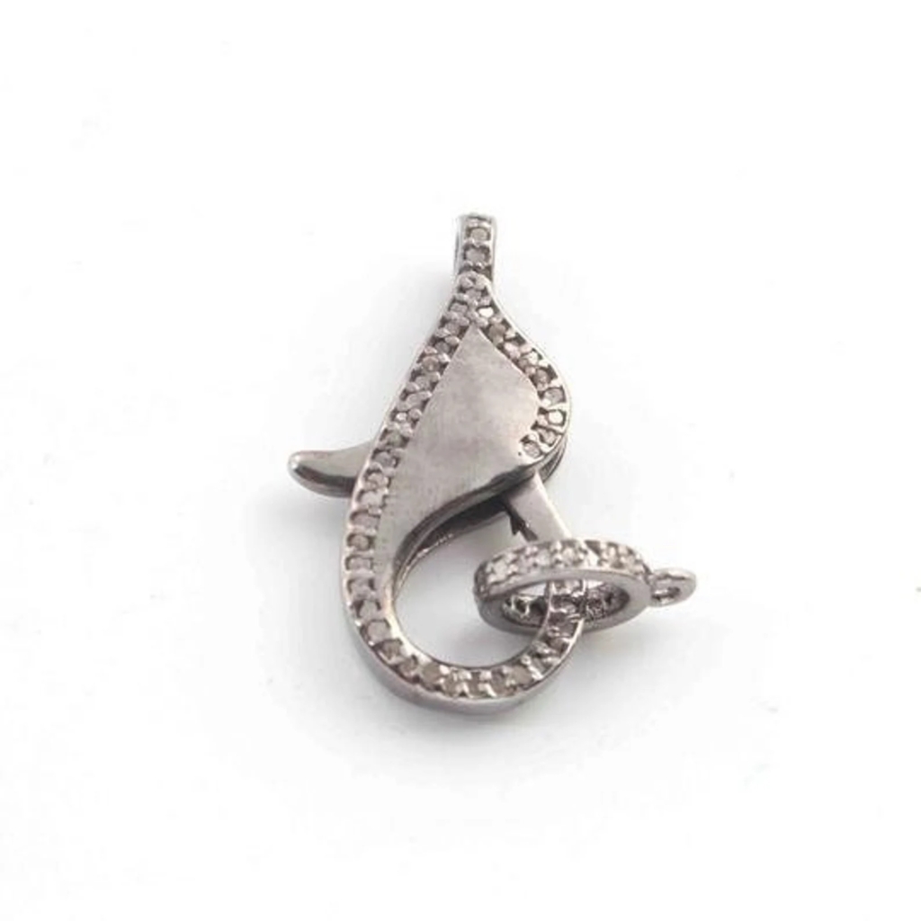 Pave Diamond Broad Base Clasp Findings, 30x16mm Double Sided Diamonds, good Silver Sterling 925 Standard Oxidization, Pave Findings